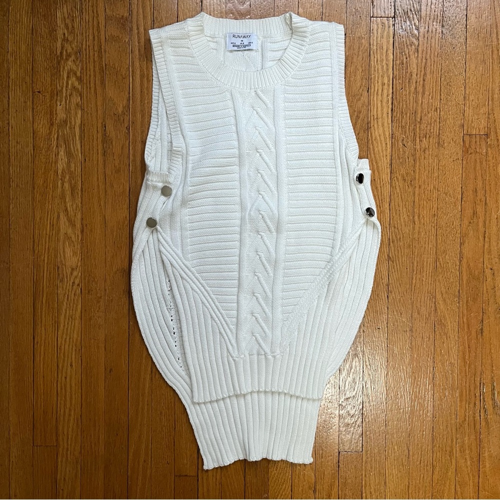White knit sweater vest